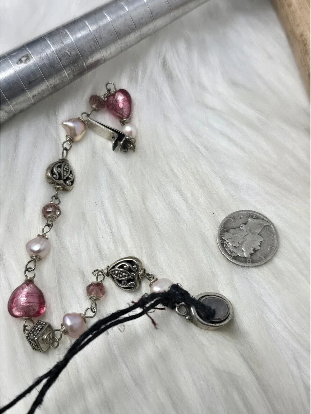 Susan Schaps Adornments Sterling Pearl Glass Bracelet 8